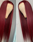 99J Burgundy Lace Wigs Human Hair 150% Density Straight Hair / Body Wave ivyfreehair