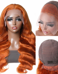 Ginger Hair Color Lace Wigs Body Wave Human Hair Wavy Wig ivyfreehair