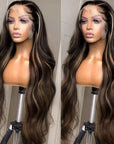 Lace Front Chocolate Brown With Peek A Boo Blonde Highlights Lace Front Body Wave Wig Beyoncé ivyfreehair