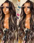 Lace Front Chocolate Brown With Peek A Boo Blonde Highlights Lace Front Body Wave Wig Beyoncé ivyfreehair